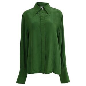 Victoria Beckham Crepe Shirt in Green Silk